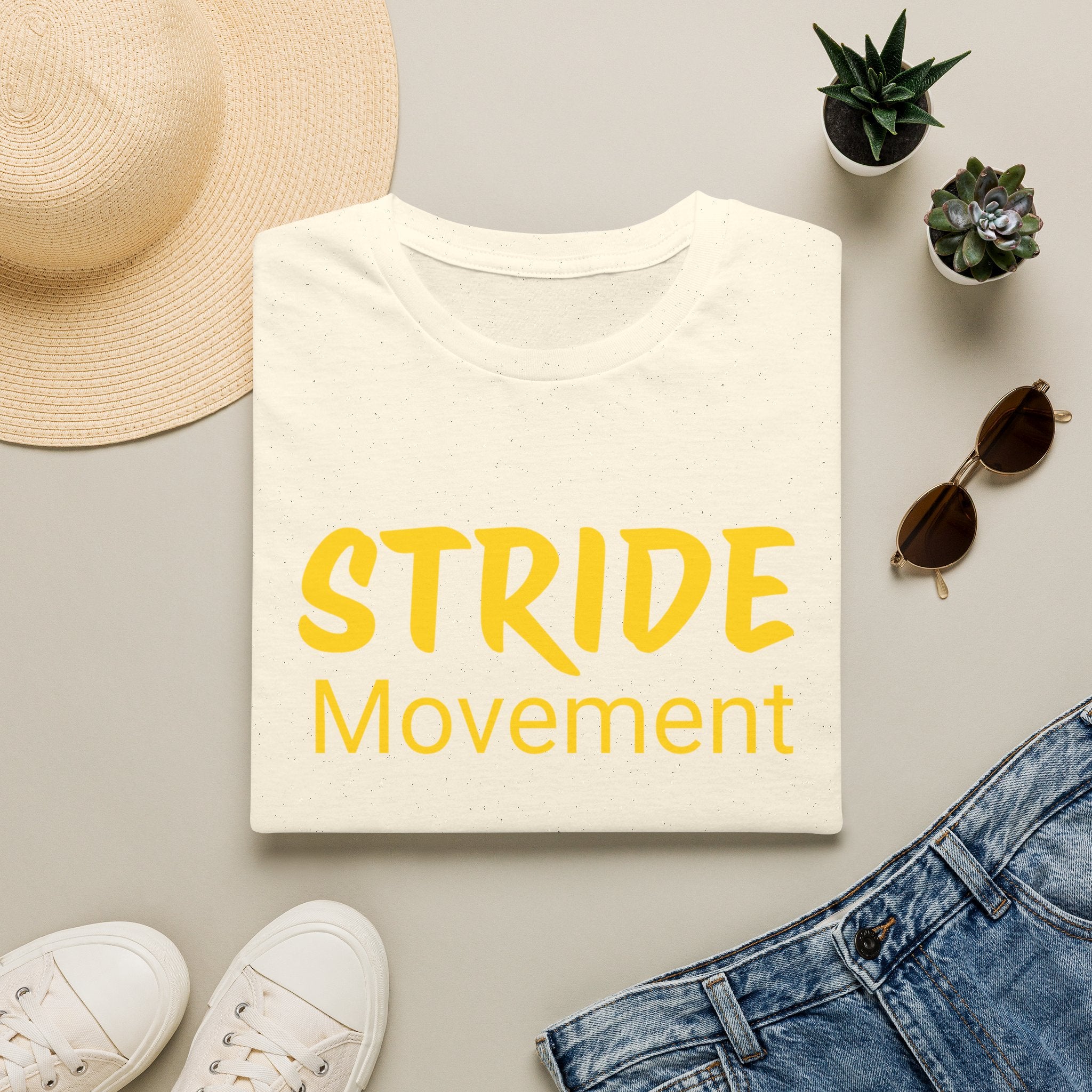 Stride Movement T-Shirt — Bold Yellow Motivational Tee
