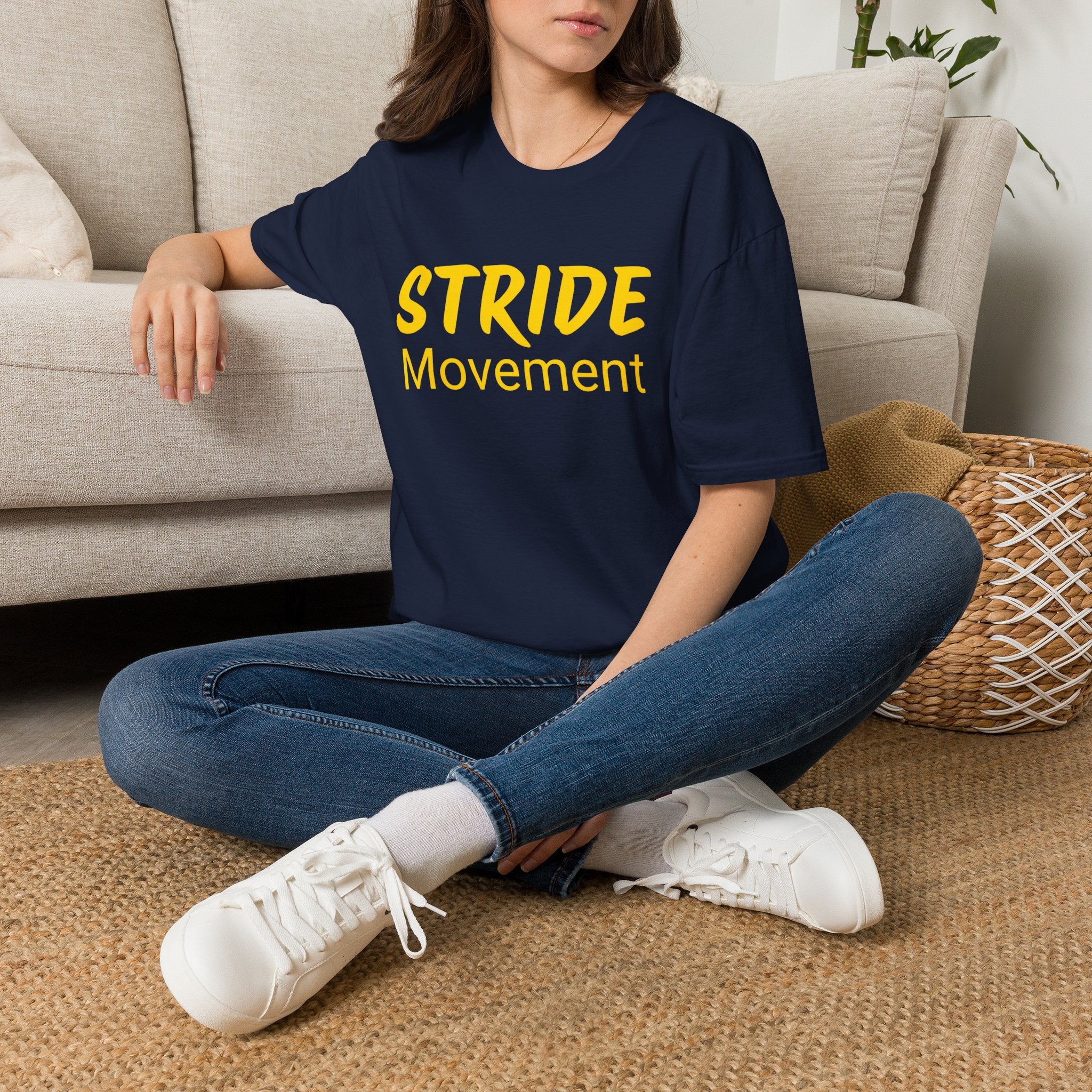 Stride Movement T-Shirt — Bold Yellow Motivational Tee