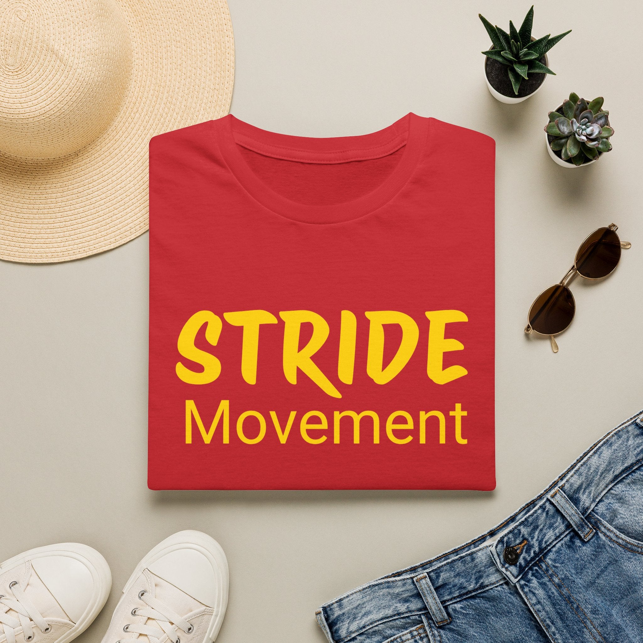 Stride Movement T-Shirt — Bold Yellow Motivational Tee