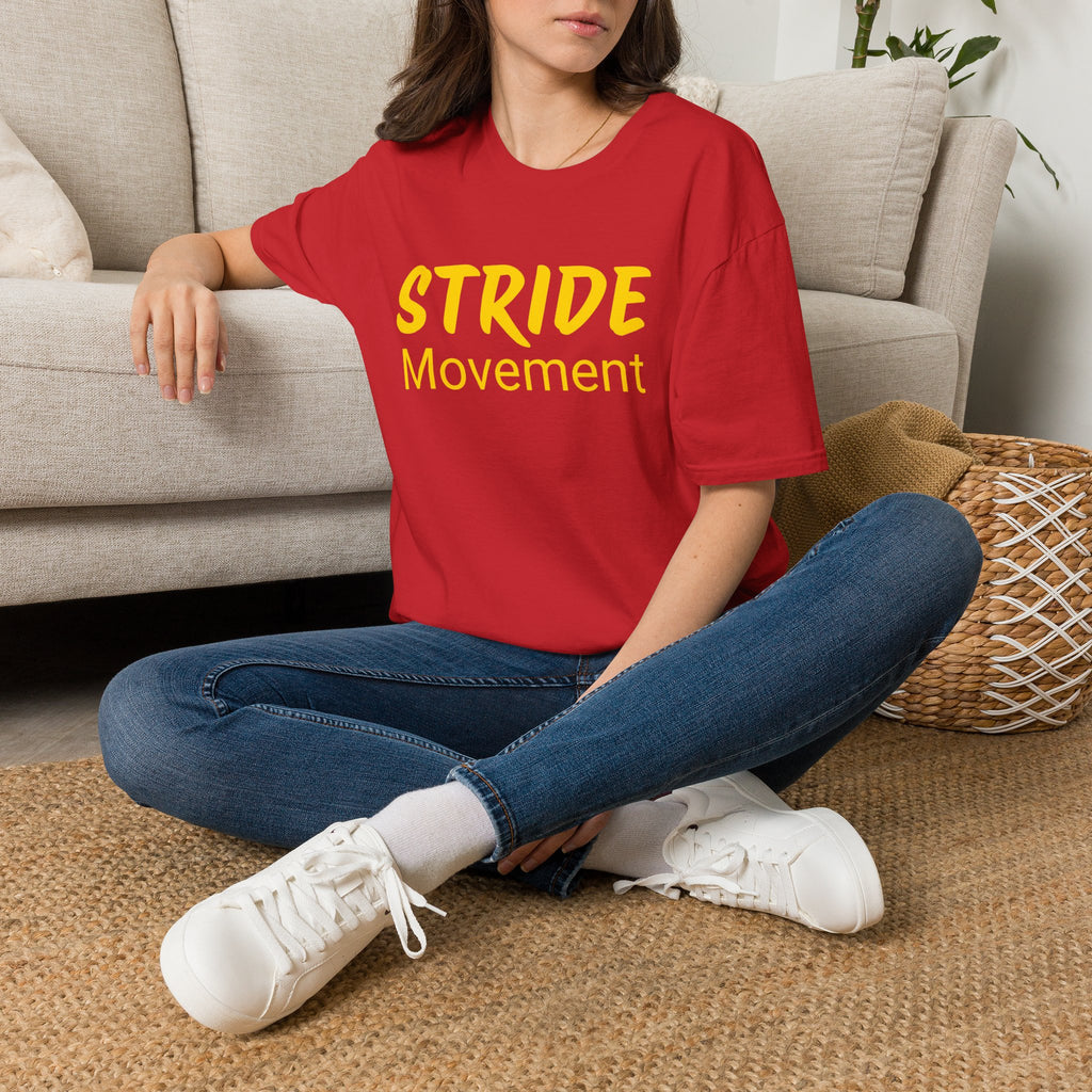 Stride Movement T-Shirt — Bold Yellow Motivational Tee