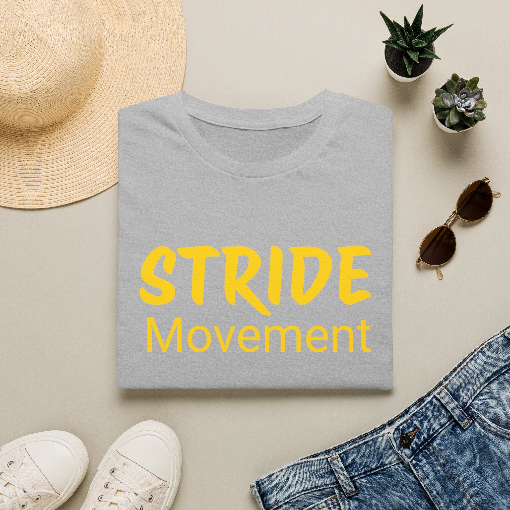 Stride Movement T-Shirt — Bold Yellow Motivational Tee