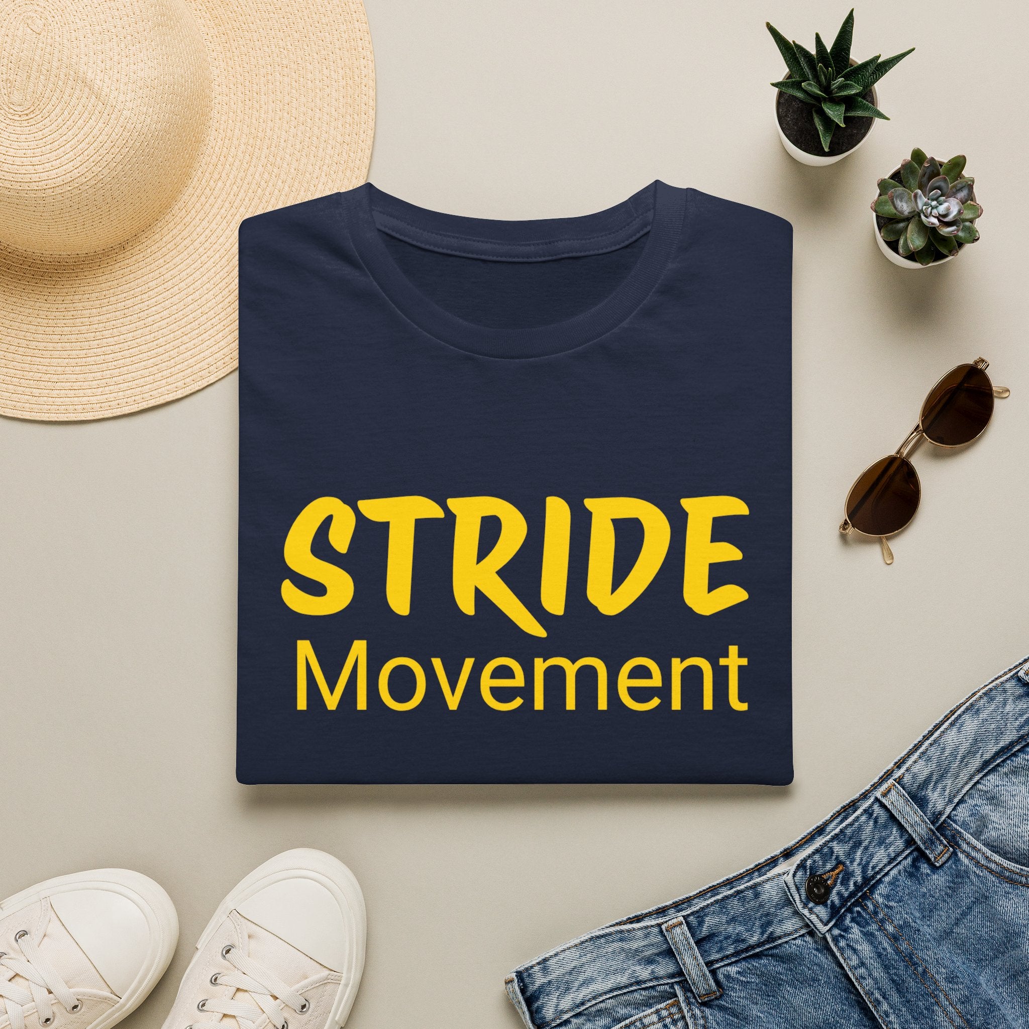 Stride Movement T-Shirt — Bold Yellow Motivational Tee
