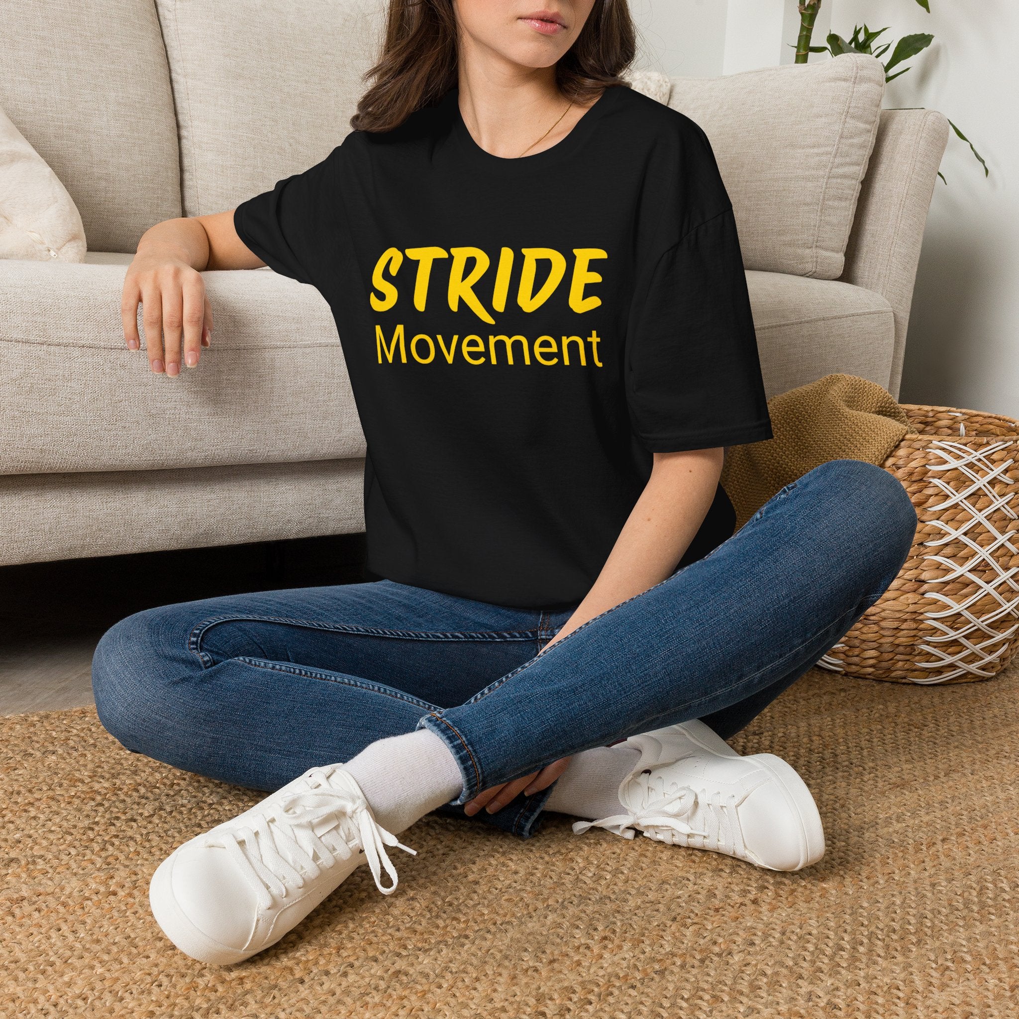 Stride Movement T-Shirt — Bold Yellow Motivational Tee