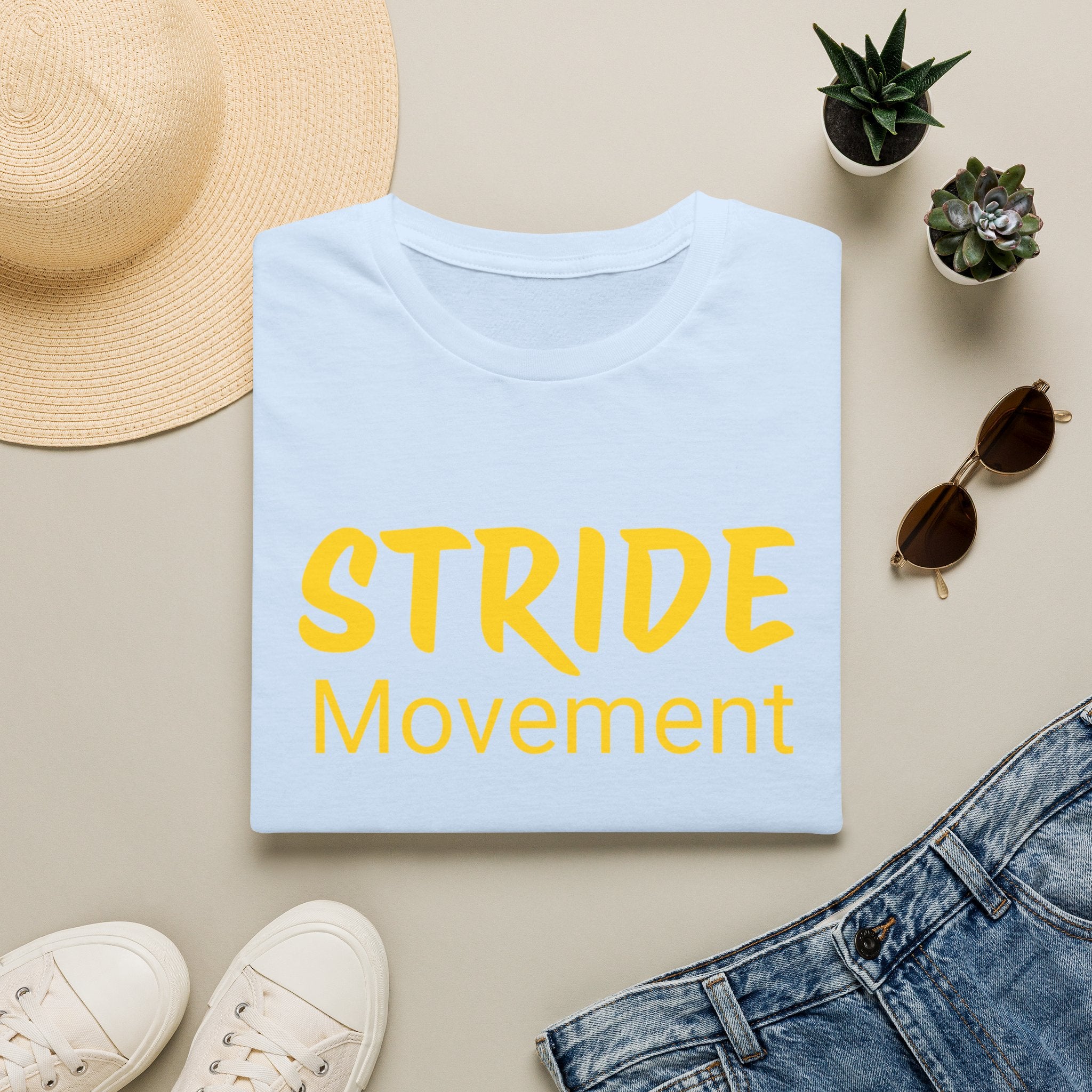 Stride Movement T-Shirt — Bold Yellow Motivational Tee