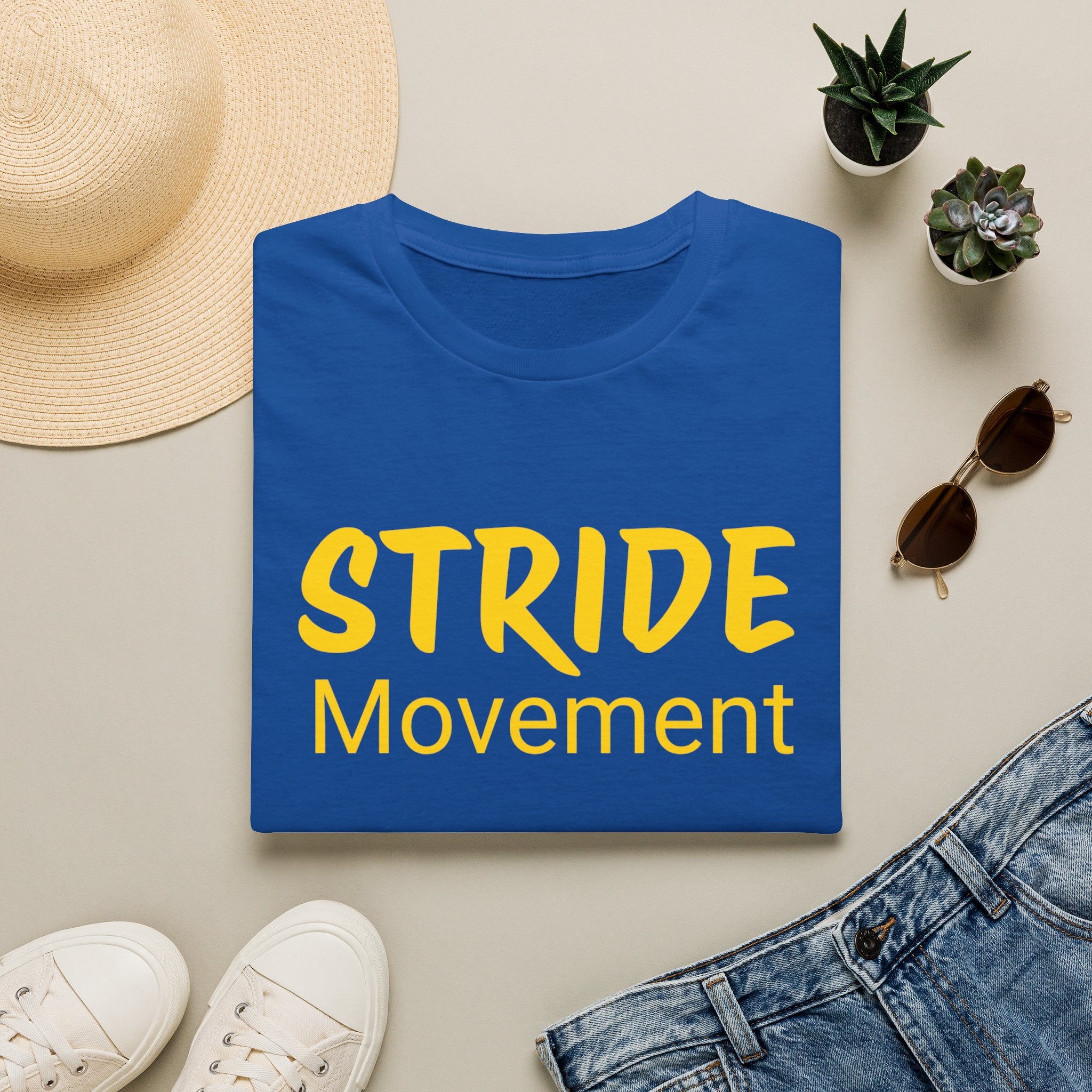 Stride Movement T-Shirt — Bold Yellow Motivational Tee