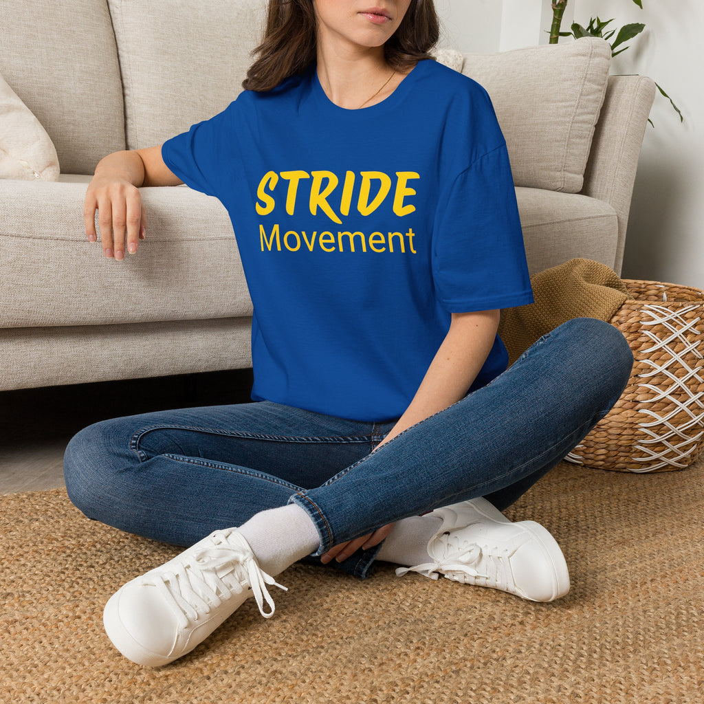 Stride Movement T-Shirt — Bold Yellow Motivational Tee